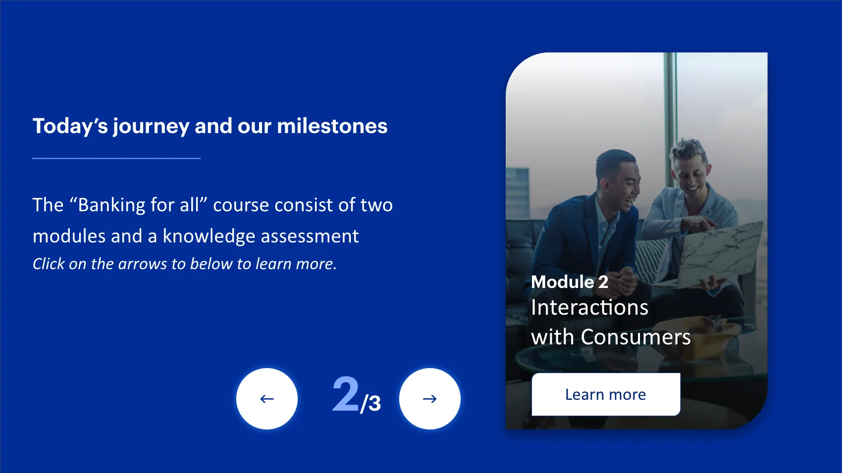 Module navigation with interactive cards